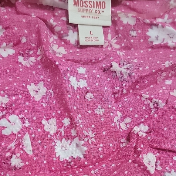 🏷MOSSIMO Women's Pink Floral Ruffle Faux Wrap Mini Dress Short Sleeve Sizelarge - Picture 6 of 9
